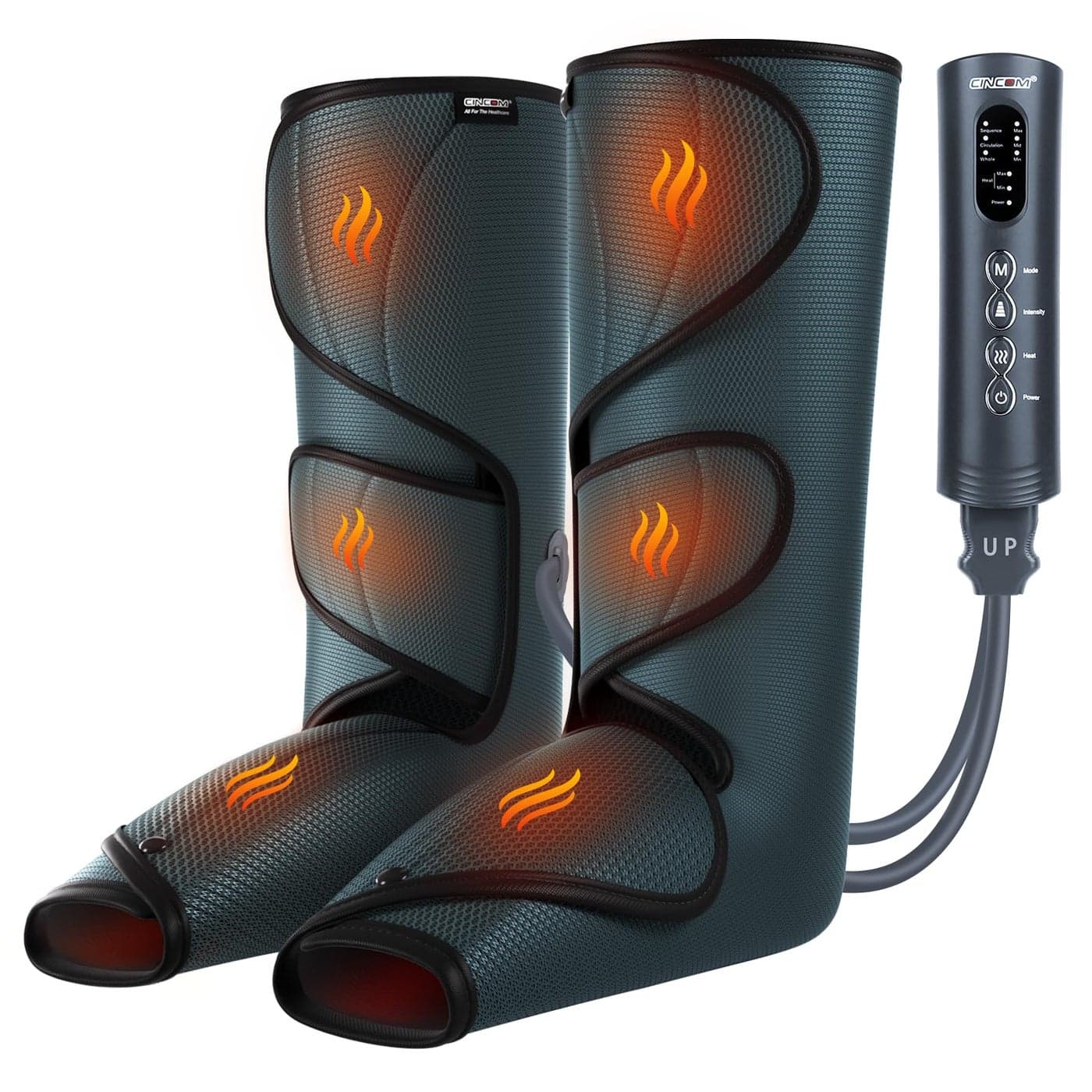 CINCOM Leg Massager with Heat and Compression Legs Massage for Circulation and Pain Relief FSA HSA Heating Calf Leg Air Compression Massager Help with Relief Edema RLS