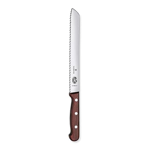 Victorinox Stainless Steel Bread Knife Wavy Edge for Cutting Bread Processed Maple Wood Handle 21 cm Gift Box Brown Swiss Made (5.1630.21G)