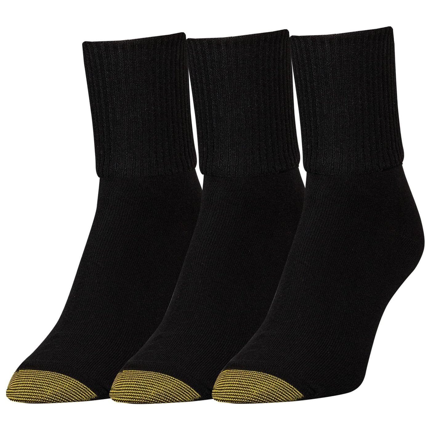 GOLDTOE Women's Anklet Socks, 3-Pairs, Black, Medium