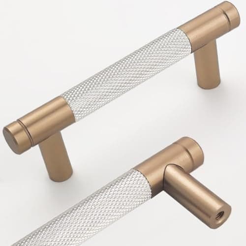 Westablize 24 Pack 3 Inch 76 mm Bar Cabinet Pulls Bronze and Nickel Knurled Handles for Bronze and Nickel Drawer Pulls Cupboard Aluminum Handles