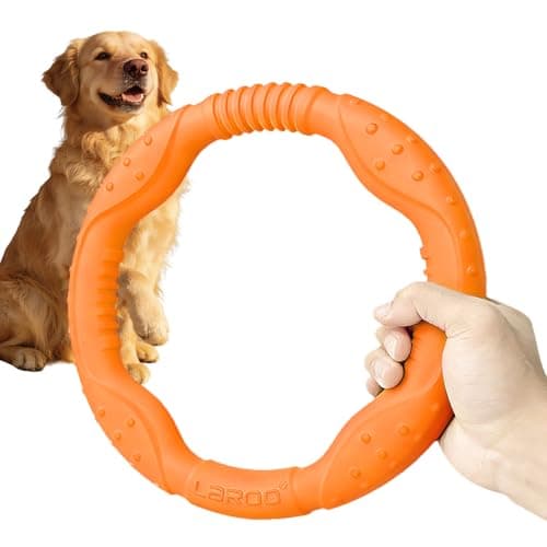 LaRoo Dog Ring Toy Durable Flying Ring for FetchWater Play Training ToughChewProof Design for Aggressive Chewer Breeds EasyThrow Lightweight Frisbee for MediumLarge Dogs Orange30cm