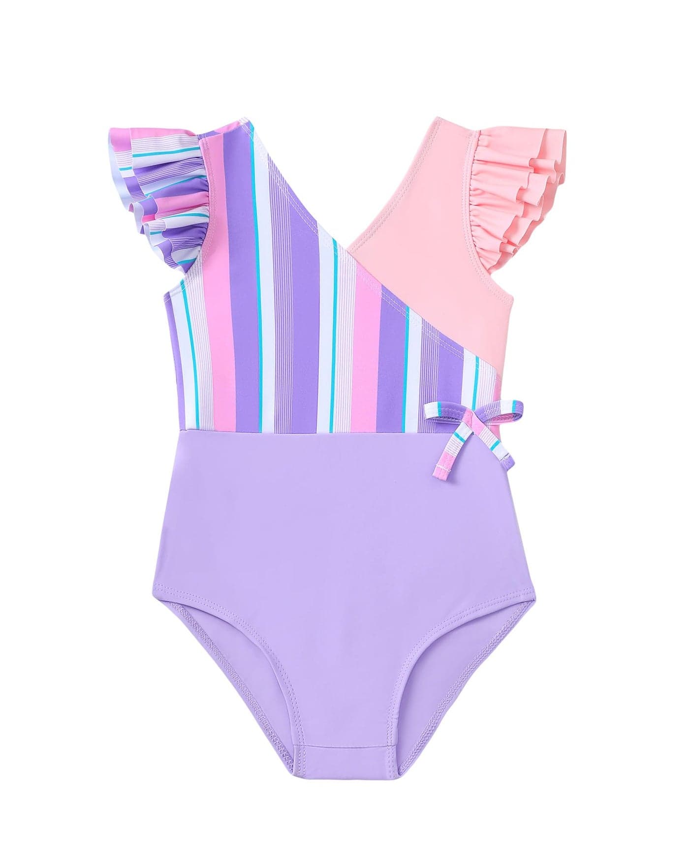Toddler Swimsuit Girl Baby Bathing Suit Girl 2T 3T Swimsuit Girls Summer Beach One Piece Bahting Suits for Girls Purple Block Swimwear