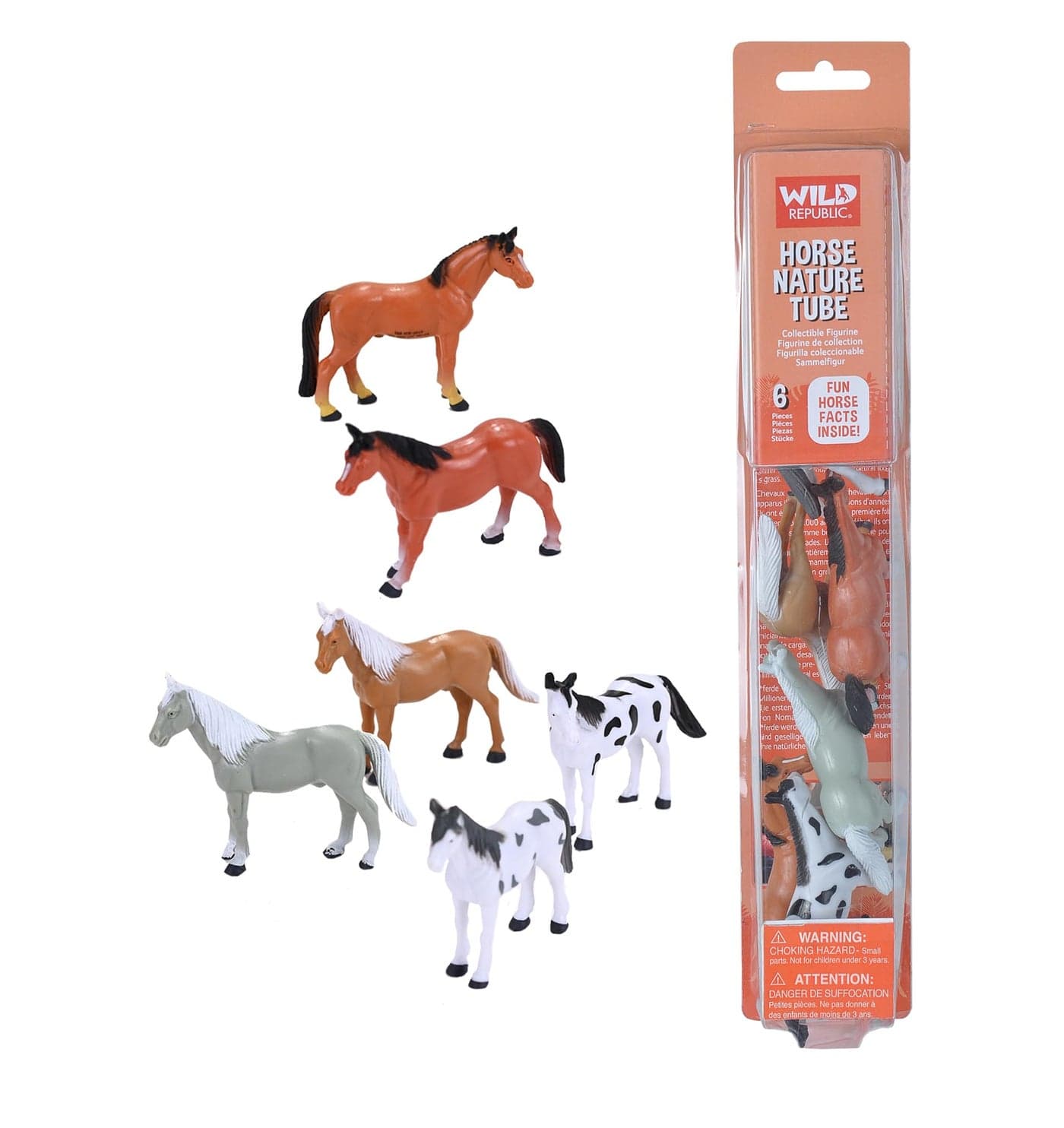 Wild Republic Horse Figurines Tube, Horse Action Figures, 6Piece Set