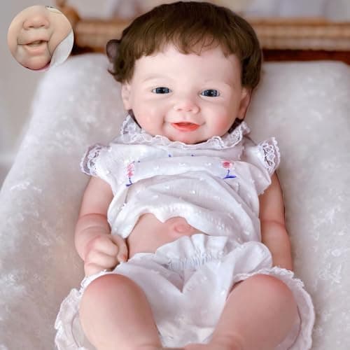 Gileutay 16 inch Silicone Baby Doll Full Body with Rooted Hair Girl Lifelike Silicone Reborn Doll That Look Real Newborn Babies Handmade Toy for Toddler