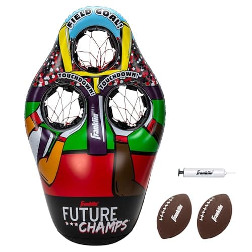Franklin Sports Kids Football Target Toss Game with 3 Target Holes 2 725 Footballs Included with Pump 45 Tall
