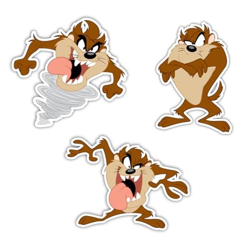 Elektroplate Officially Licensed Looney Tunes Tasmanian Devil Dynamic Decals Premium AutomotiveGrade All Weather Vinyl Stickers for Car Water Bottle Laptop Phone More Made in USA Set of 3