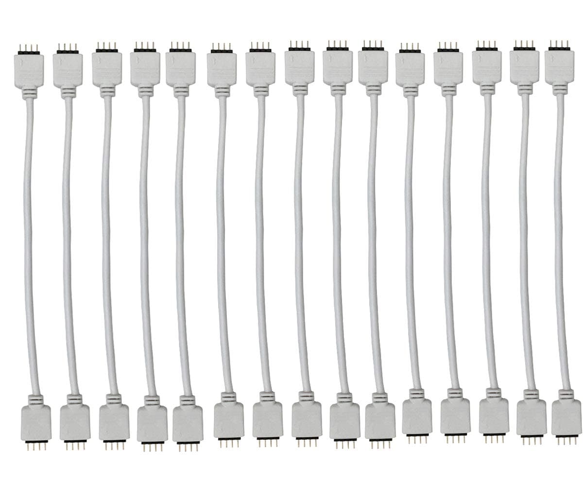 HUALAND 15pcs White 03M 098ft 4 Color RGB Extension Cable LED Strip Connector LED ConnectorRGB Extenderled Strip Jumper for SMD 5050 3528 2835 RGB LED Light Strip