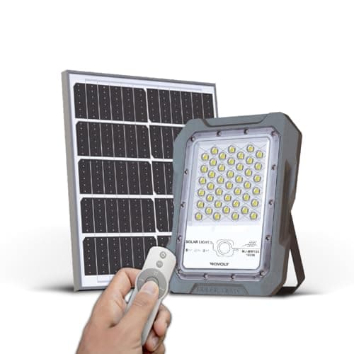ROVOLT LED 100W Solar Flood Light with Remote Control & Motion Sensor | Aluminium Water Proof Body | 15000 mAh LiFePO4 Battery | 1800 Lumens Brightness | Solar Security Flood Light | 1 Year Warranty