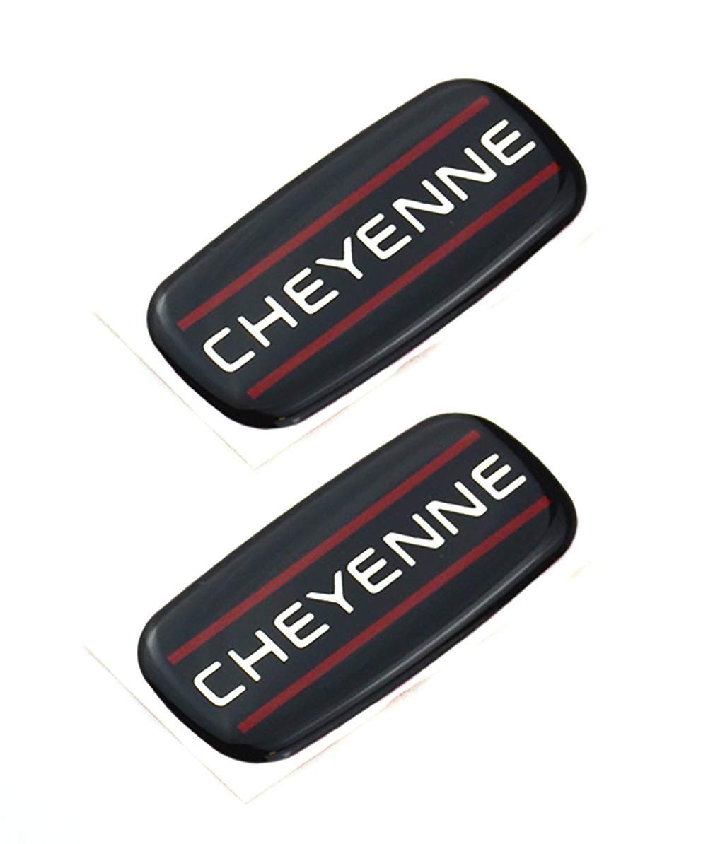 2Pc Cheyenne Cab Emblem Right and Left Badge Logo Roof Pillar Replacement For 8807 Silverado Chevrolet Black Red Chrome