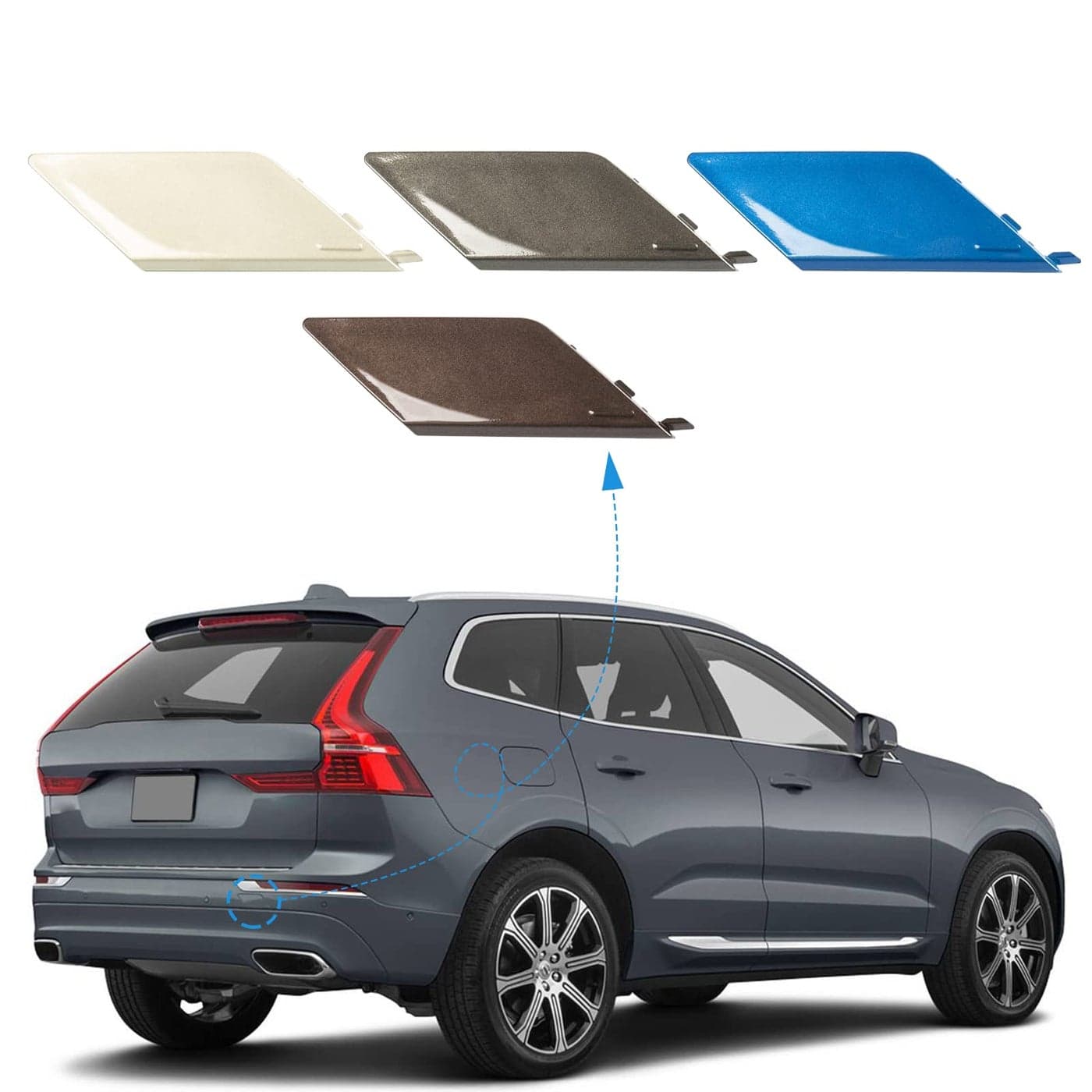 CZShiYue Rear Bumper Tow Hook Cover Fit for Volvo XC60 2018 2019 2020 2021 Towing Eye Cap 31449210 398490342 Crystal White Right Passenger Side Xinpinsai