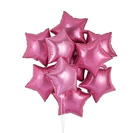Partyballoons HK 10pcs/lot Star Shape Foil Mylar Helium Ballon 18" Balloon Birthday Party Decoration Foil Balloons(Pack of 10) (Pink)