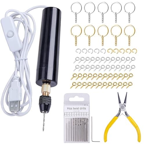 HASTHIP® Electric Hand Drill Tools Set for Resin Casting Molds, DIY Keychains, Crafts Making, Electrical Pin Vise Kit with 10pcs Drill Bits (0.8-3.0mm)