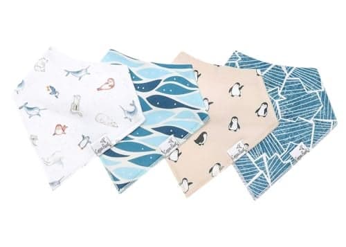 Copper Pearl Baby Bibs 4 Pack, Printed Bandana Drool Bibs for Baby Girl & Boy, Soft Cotton Teething Bibs, Arctic Wonder