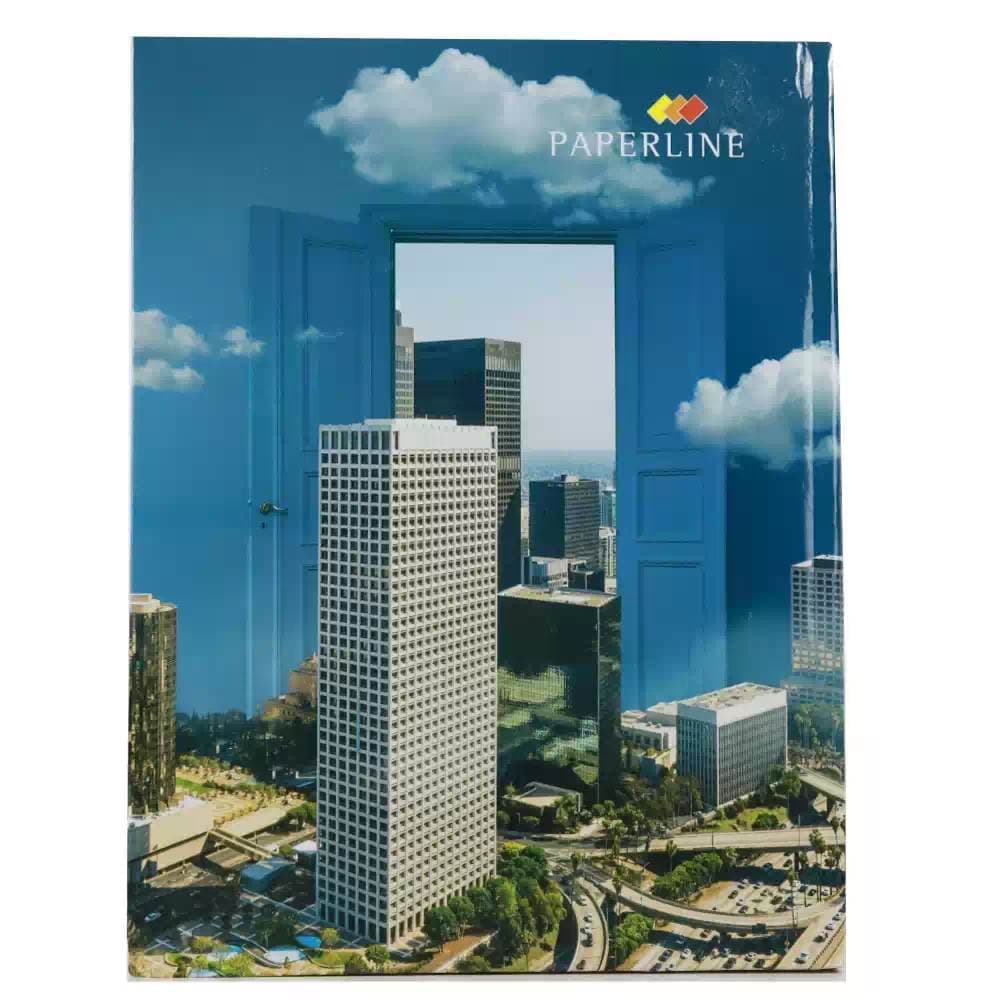 Paperline PVC Plain Notebook- Single Line with Borders and Building Design-60 Sheets