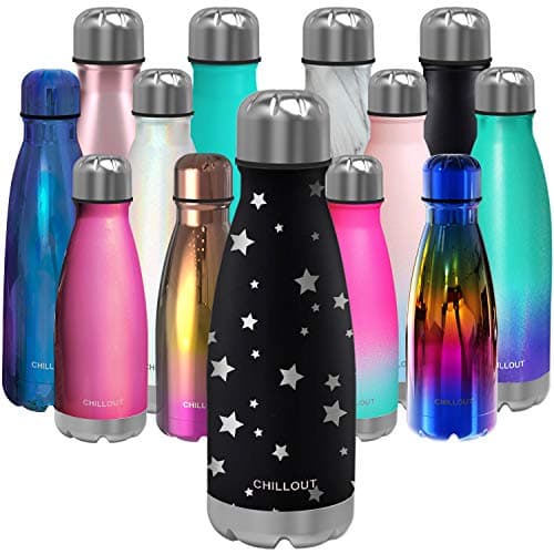 CHILLOUT LIFE Stainless Steel Water Bottle for Kids School: 12 oz Double Wall Insulated Cola Bottle Shape for Cold and Warm Drinks, BPA Free Metal Sports Bottle for Boys, Girls & Women
