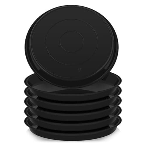 VUWEZ 6 Pack of Plant Saucer 8 Inch, 8 inch Plant Saucer Round, Plastic Flower Plant Trays for Pots, Plant Saucers for Indoors 8", Plant Pot Saucers, Planter Tray for Planter 6-8" (8", Black)