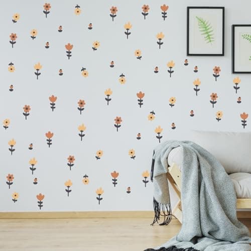 CVANU Beautiful Brown Flowers (104pc Mini Flower) Printed on Self-Adhesive Vinyl Wall Sticker for Wall Decoration (11.7inch X 8.3inch)
