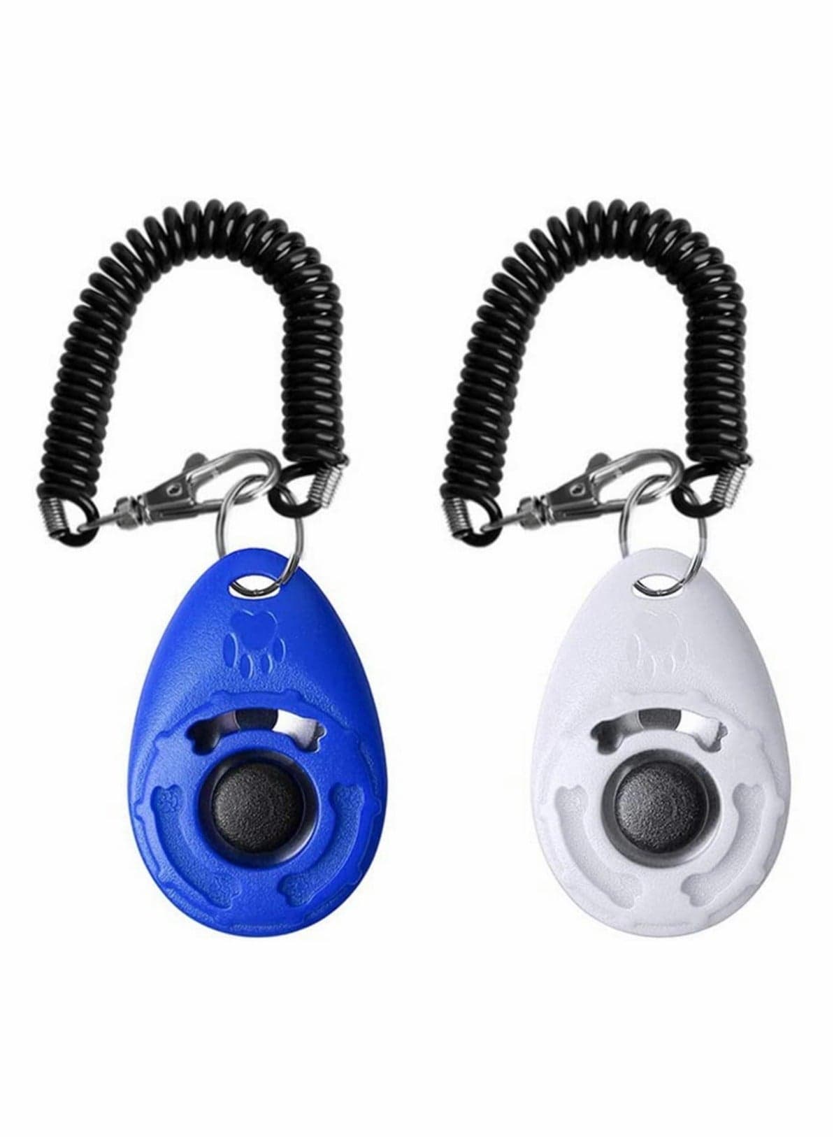 Dog Clicker, Training Clickers Pet Tool with Wrist Strap, for Cats Birds Recall Effective Behavioral - Blue and White, 2 Pack