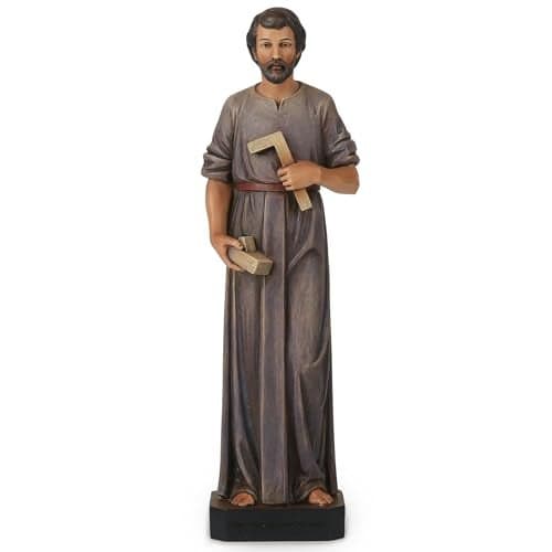 BC Catholic Saint Joseph Statue The Worker, 11" H Patron Saint of Families & Travelers Catholic Decor Indoor, Religious Gifts for Labour Days Hand Painted by Buildclassic