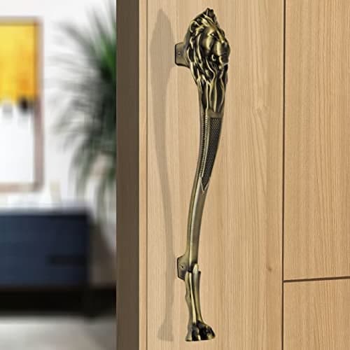Plantex Heavy Duty 12 inche Main Door Handle/Lion Shape Door Handle for Door/Pull Push Handle for Home/Hotel/3 Years Warranty Pack of 1 (283-Brass Antique Finish)