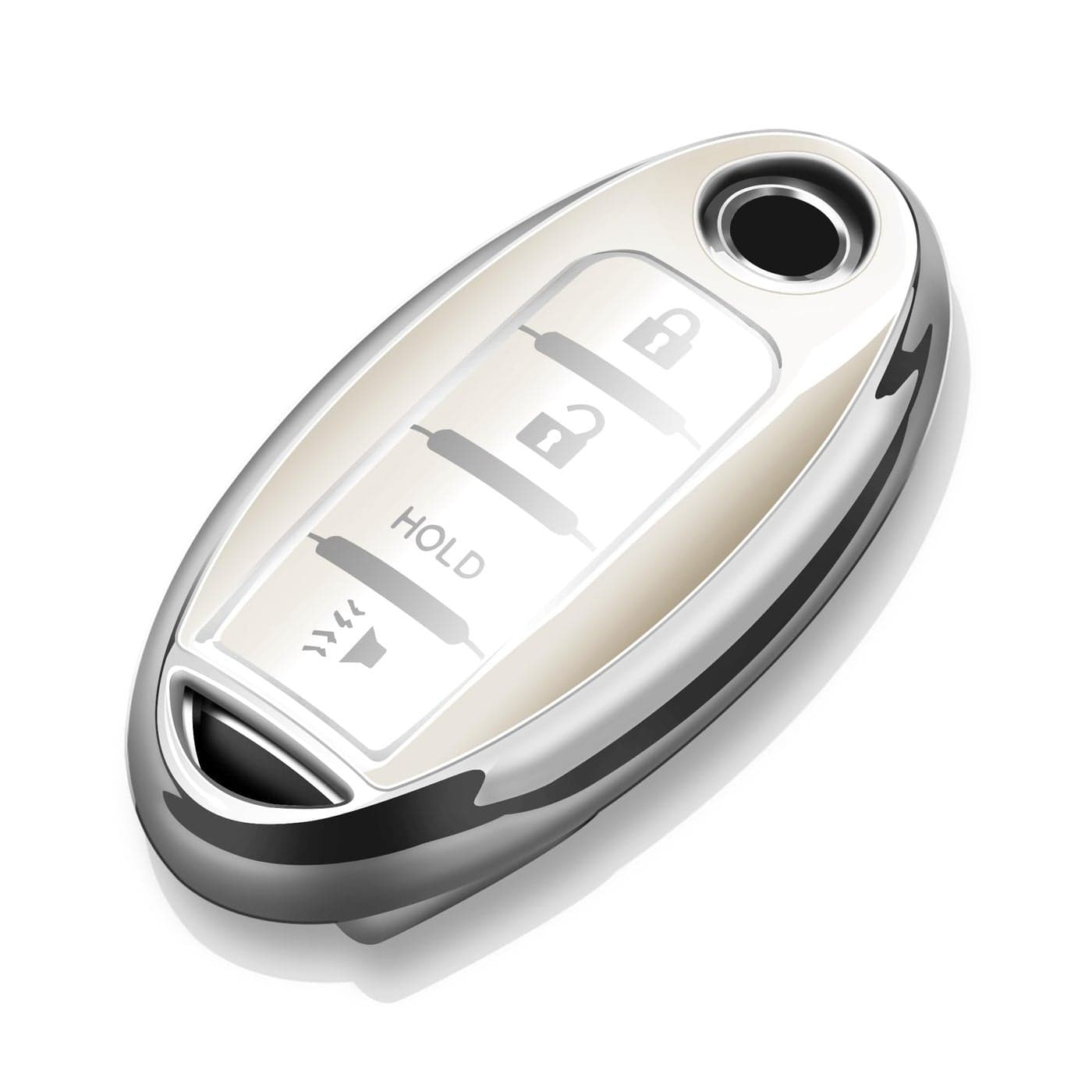 Tukellen Compatible with Nissan Key Fob Cover Soft TPU Key Case for Infiniti XTrail Rogue Altima Quest Pathfinder Sentra Patrol CIMA Fuga Armada Teana Murano 4 Buttons Key ShellWhite