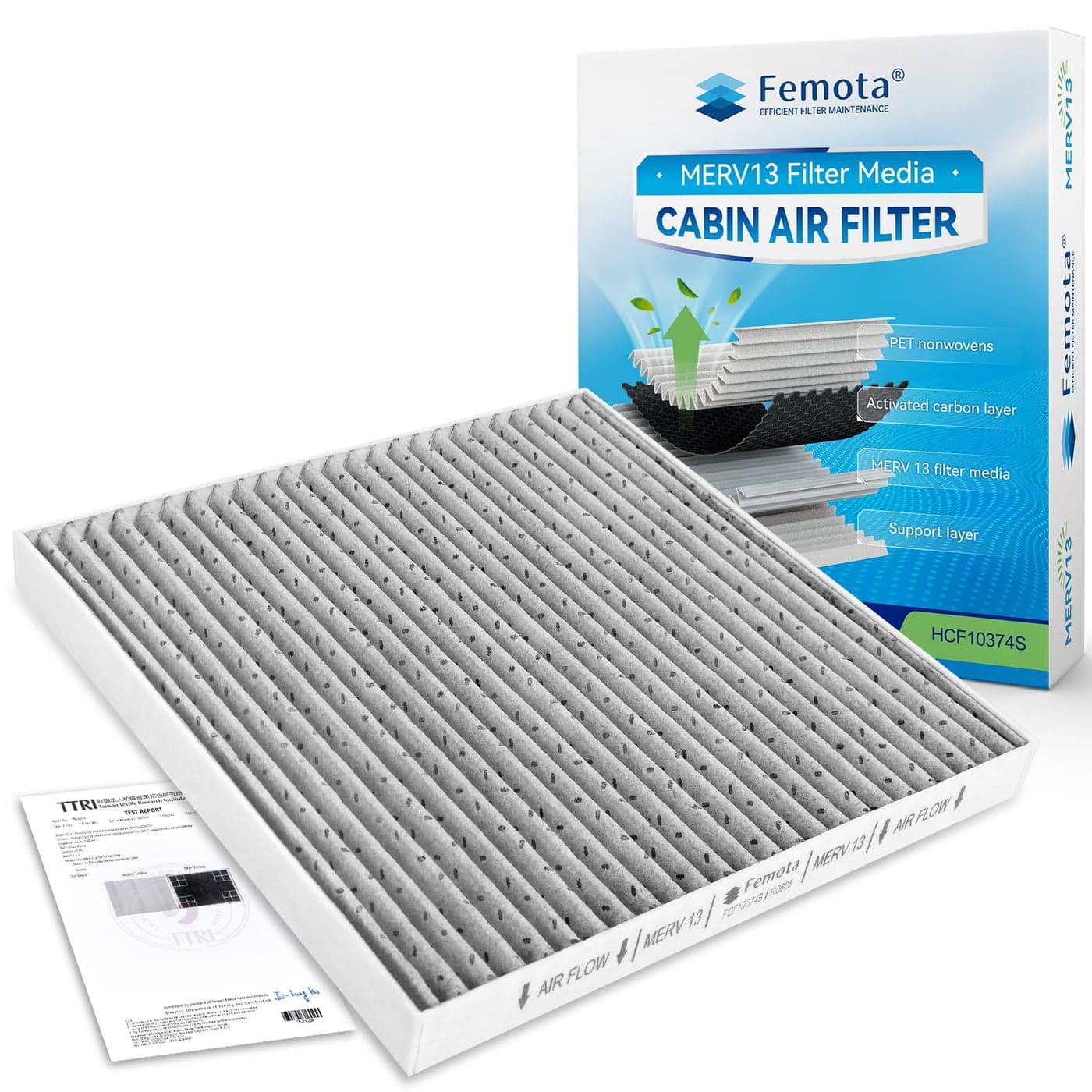 Femota Certified MERV 13 Cabin Air Filter with Activated Carbon CF10374CP374 for Dodge Dart 20132016 Toyota Tacoma 20052023 Pontiac Vibe 20032008