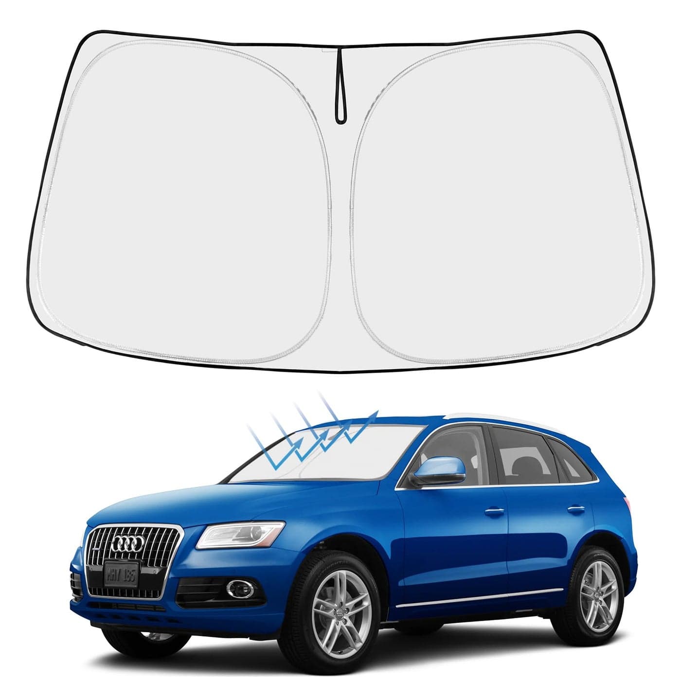 Proadsy 2025 Upgrade Windshield Sun Shade Custom Fit Audi Q5 SQ5 20102017 4Layer Foldable Front Sunshade Protector Sun Visor Blocks UV Rays Keep Car Cooler Accessories