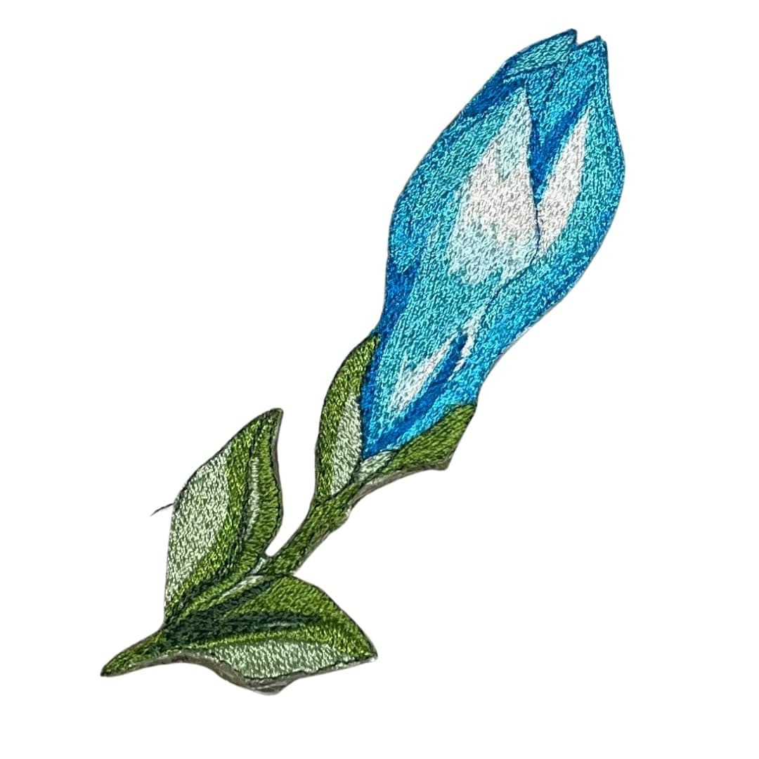 GARAAN Machine Embroidered Applique Embroidery Patch Sew on Patches DIY Projects Magnolia Small Bud Blue Pack of 6