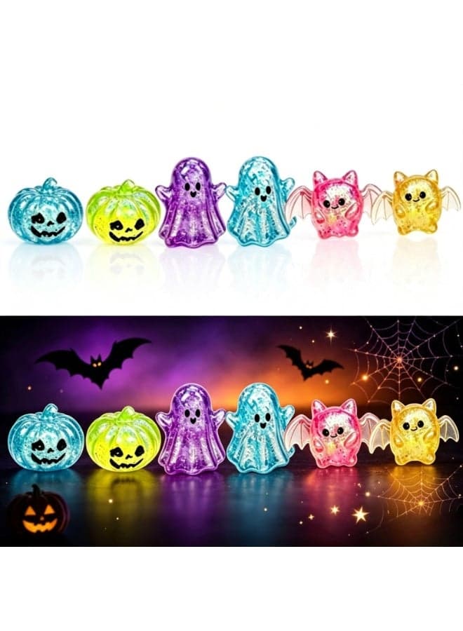 6 PCS Halloween Ghost Squishy Set, Glow in The Dark Pumpkin & Ghost Sensory Fidget, Cute Jelly Squishies for Halloween Party Favors, Goodie Bag Fillers & Gifts