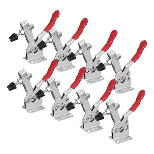 POWERTEC 8PK Toggle Clamp, 300 lbs Capacity, 201B Quick Release Horizontal Clamps w/Antislip Rubber Pressure Tip for Woodworking Jigs and Fixtures, Welding, Drill Press, Crosscut Sled (20327-P2)