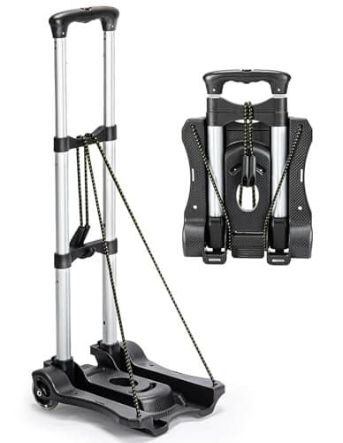 Gorpuire Small Folding Hand Truck Dolly with 2 Wheels, Foldable Luggage Cart, Lightweight Aluminum Collapsible Trolly Portable Dolly for Moving Airport Travel Use