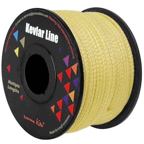 emma kites 100% Kevlar Braided String Utility Cord 30Ft 1500Lb Abrasion Flame Resistant, Tactical Survival Fishing Assist Cord Model Rocket Paracord Trip Line Camping Cordage