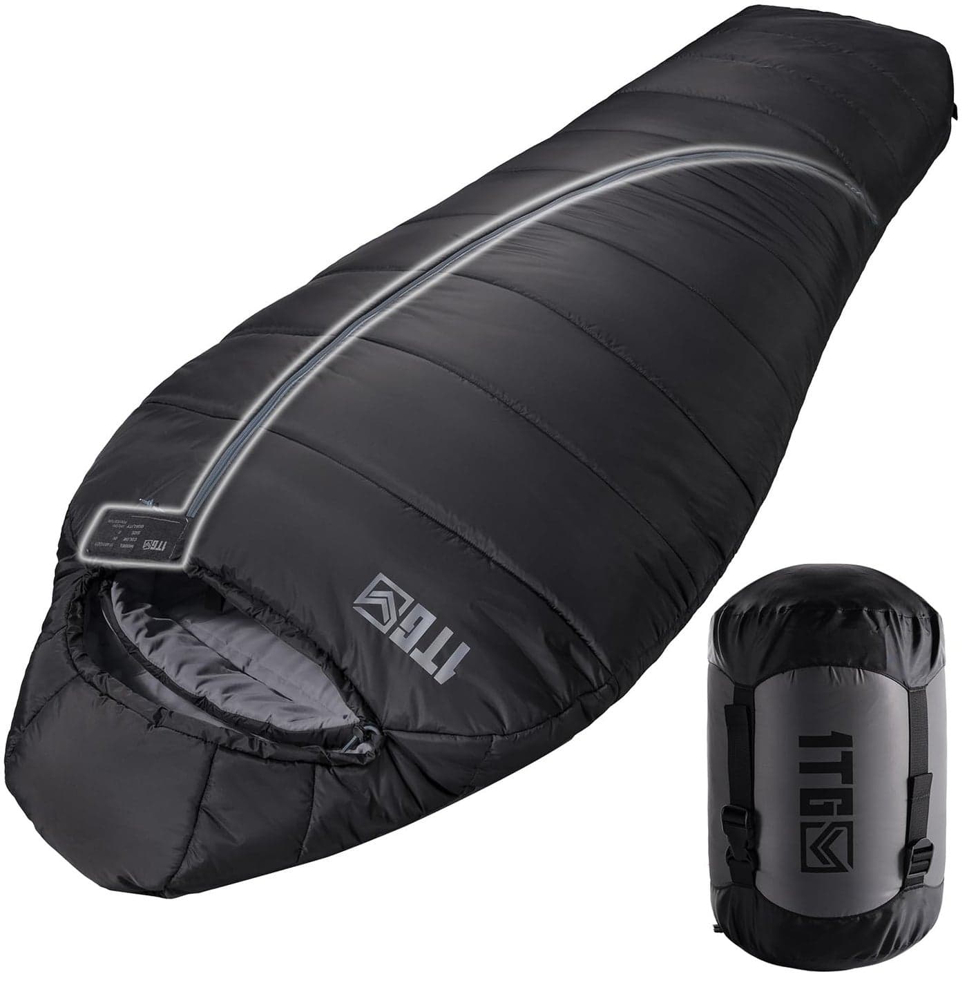 Mummy Sleeping Bag for Adults, 25℉-36℉ Cold Weather Backpacking Sleeping Bag, Lightweight 3-4 Season Winter Camp Bag with Adjustable Hood & Compression Sack, Machine Washable