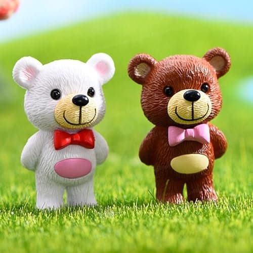 FunBlast Miniature Set – Pack of 2; Mini Cute Bear Miniature Toy Figurines Showpiece, Gift for Him/Her, Festive Decoration Home Decor, Table, Car Dashboard, Bedroom, Office (Style-B)