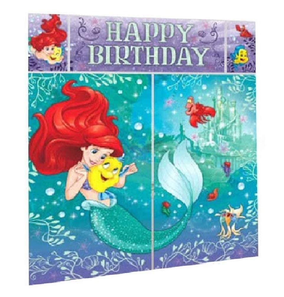 Disney Little Mermaid Princess Ariel Dream Big Kids Party Scene Setter Wall Decorations Kit - Kids Birthday and Party Supplies Decoration