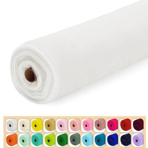 Luceinvita Tulle Fabric Roll 54 x 10 Yards 30FT Tulle for Wedding Christmas Decorations Pew Bow Tutu Party Backdrop Baby Shower Table Skirts Gift Wrapping Garden Netting White