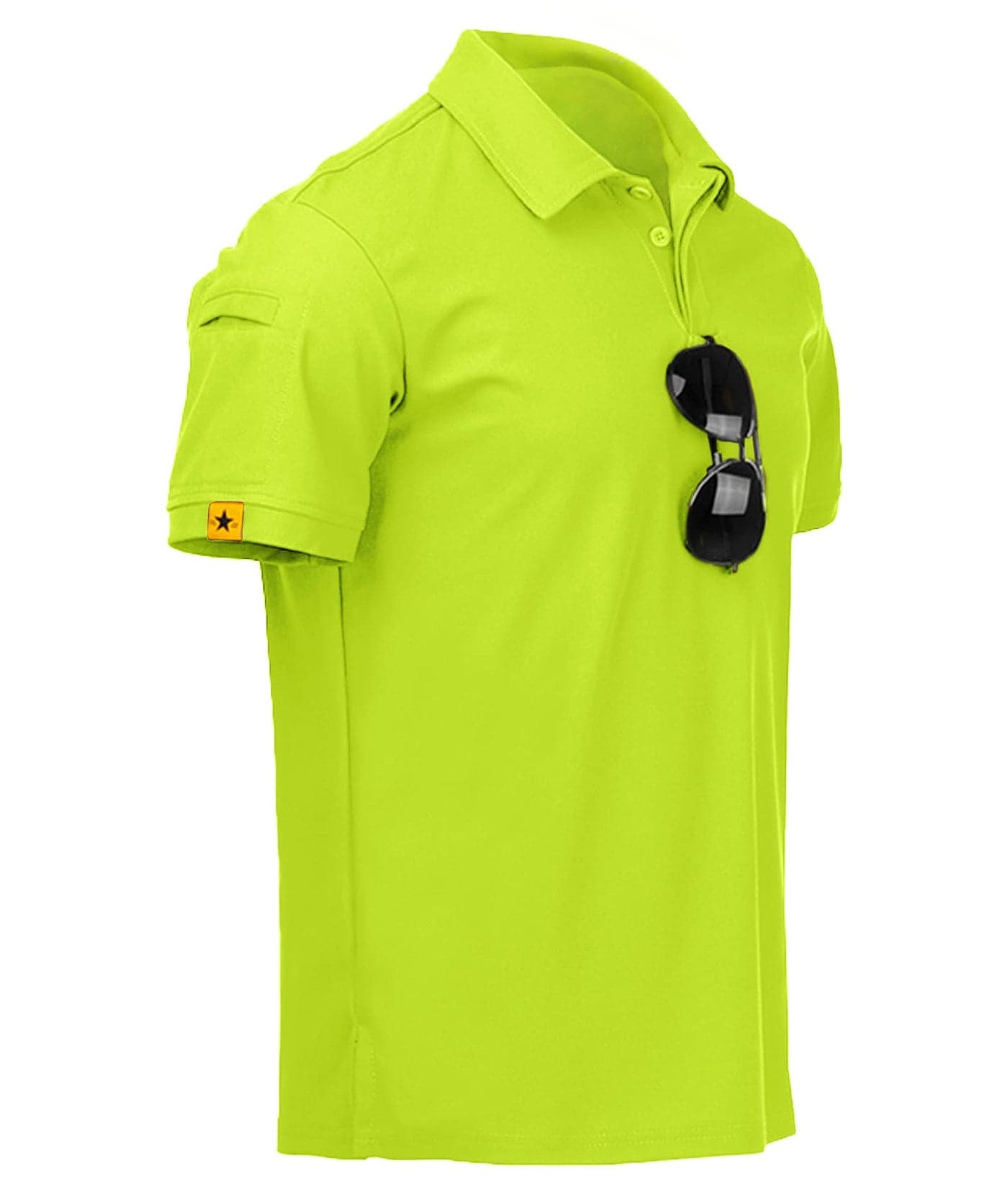 ZITY Mens Polo Shirt Short Sleeve Sports Tactical T-Shirt Athletic Golf Polos Daily Casual Stylish Collared Shirts for Men Lemon Green Large