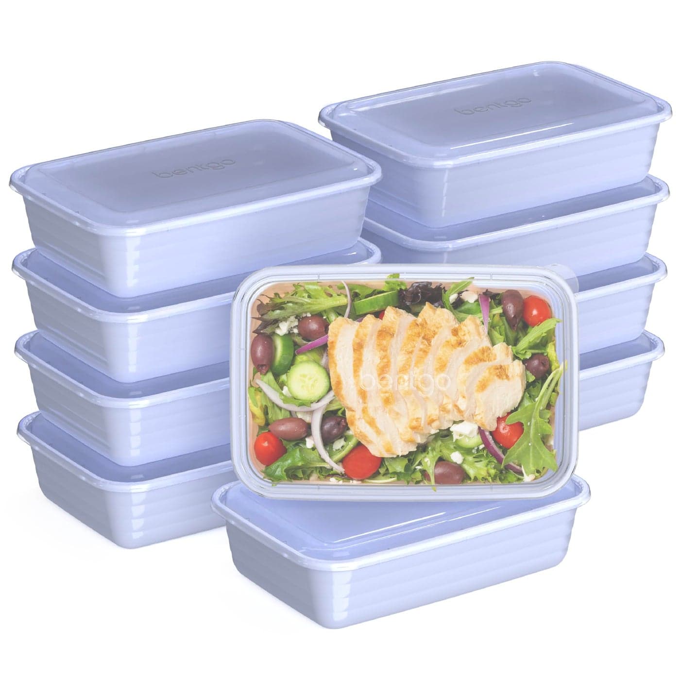 Bentgo 20Piece Lightweight Durable Reusable BPAFree 1Compartment Containers Microwave Freezer Dishwasher Safe Periwinkle