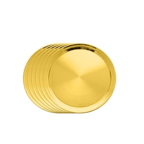 Shri & Sam Majestic High Grade Stainless Steel Full Plate with Gold PVD Coating,6-Pieces