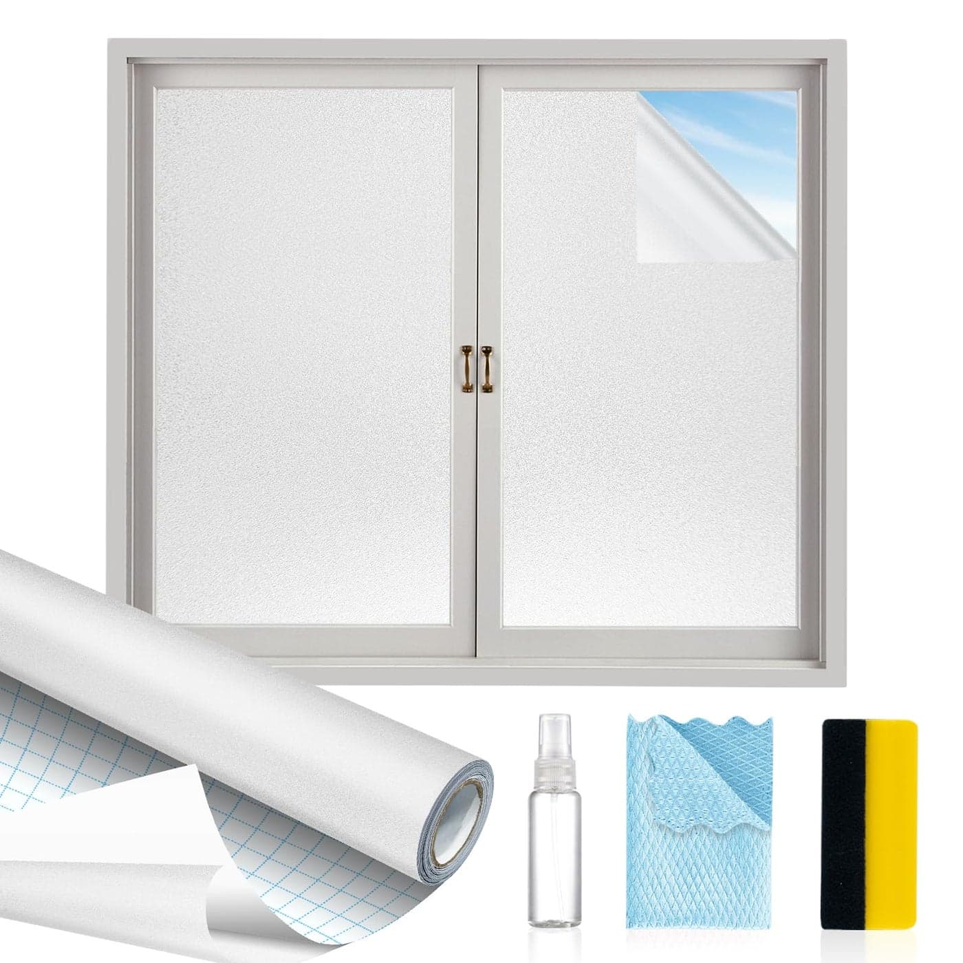 MAGIDEKOR Window Privacy Film with Installation ToolsFrosted Glass Window FilmHeat Blocking Static Clings Reusable Frosting Window Film for Bathroom Home Office236 Inch X 65 Feet
