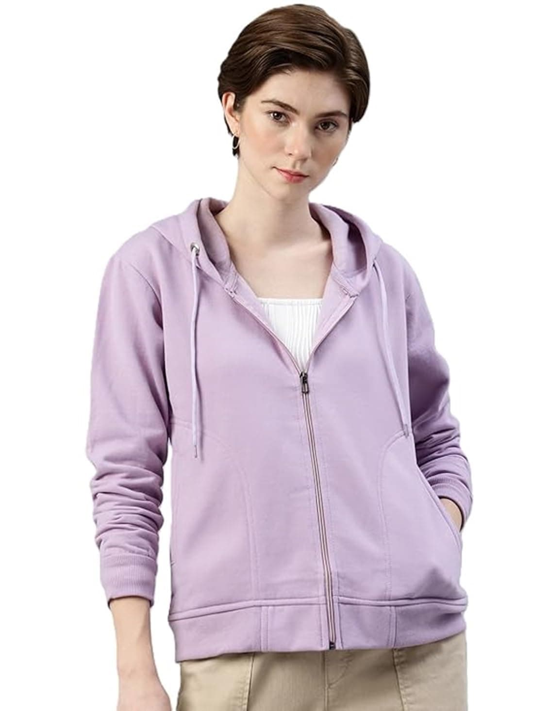 ADBUCKS Sweatshirts for Women Stylish Winter Hoodies (in, Alpha, M, Lavender)