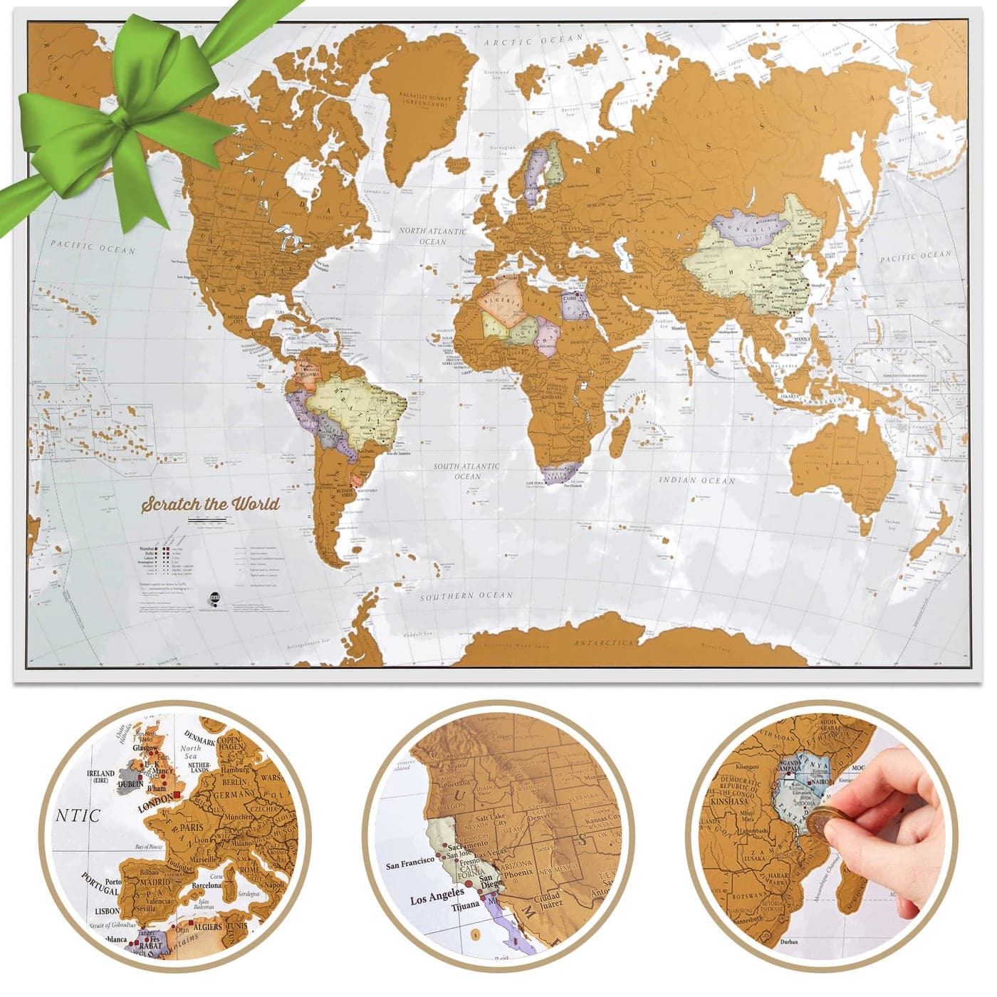 Scratch The World ® Travel Map - Scratch Off World Map Poster - X-Large 23 x 33 - Maps International - 50 Years of Map Making - Updated 2024 - Cartographic Detail Featuring Country & State Borders