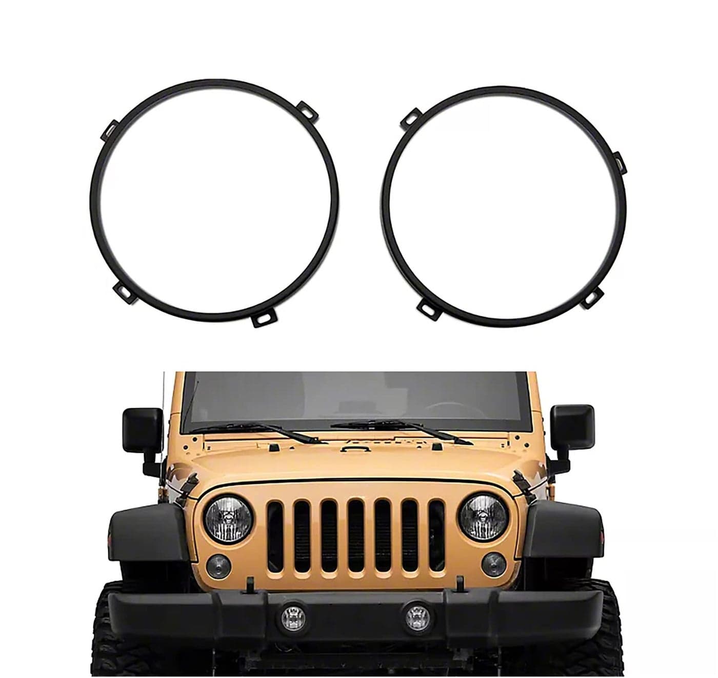 Hooke Road 7inch Round Headlight Mounting Bracket Ring Compatible with Jeep Wrangler JK 20072018 Pack of 2
