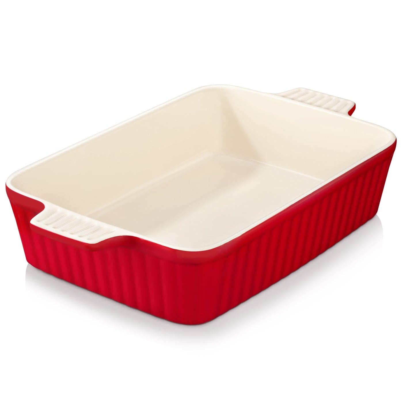 MALACASA 44 QT Baking Dish 9x13 Large Casserole Dish for Oven Ceramic Baking Pan Rectangular Lasagna Pan Deep with Handles for Baking Durable Microwave Oven Safe Red Series BAKEBAKE