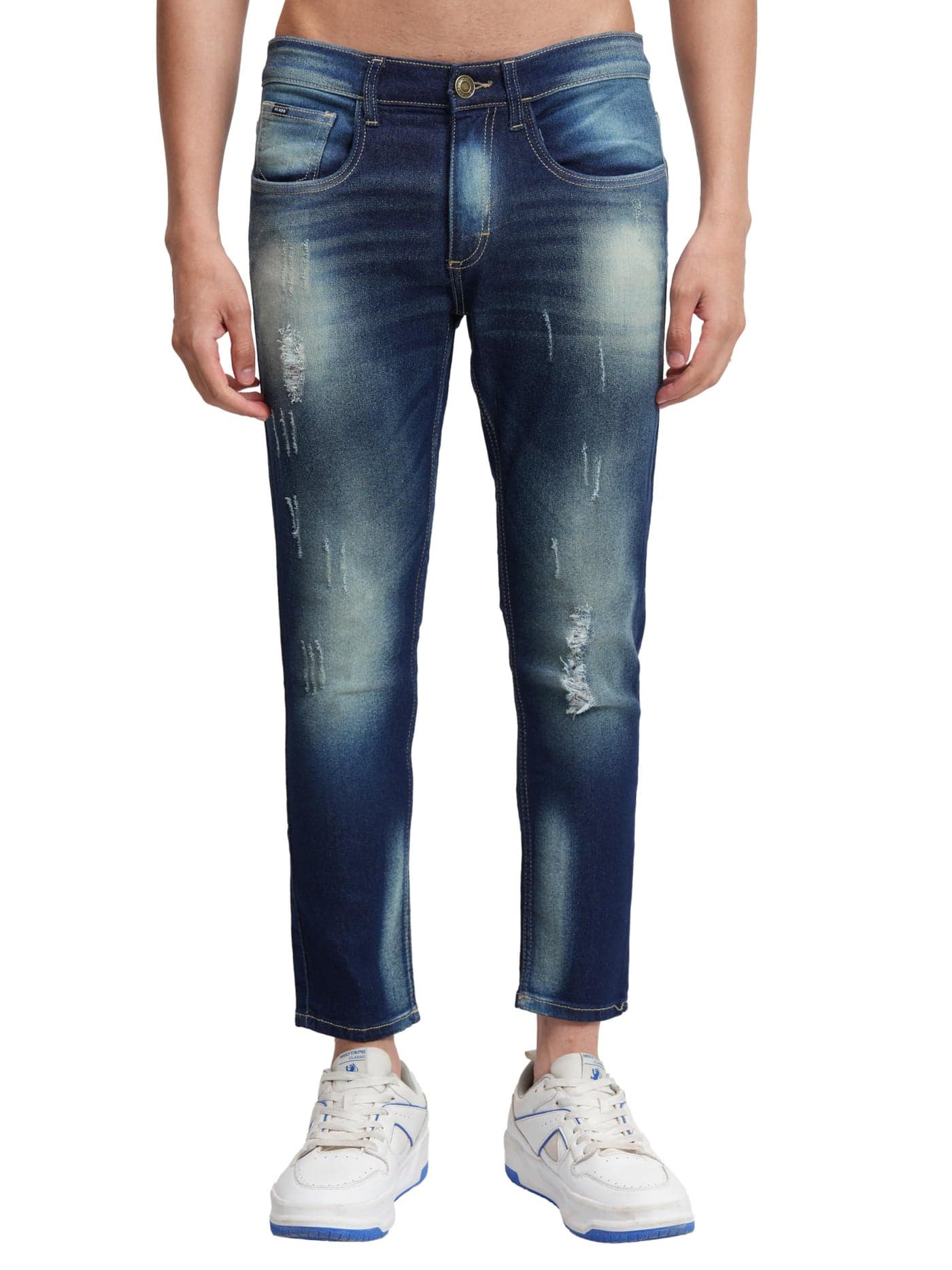 Highlander Men's Tapered Fit Mildly Distressed Heavy Fade Jeans | Trendy & Comfortable Denim for Casual Wear