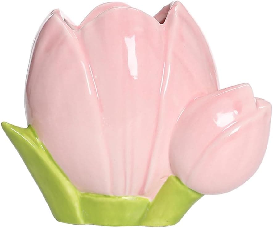 Ceramic Tulip Makeup Brush Organizer Pot Makeup Brush Holder Pen Pot Pencil Holder Flower Vase Pink