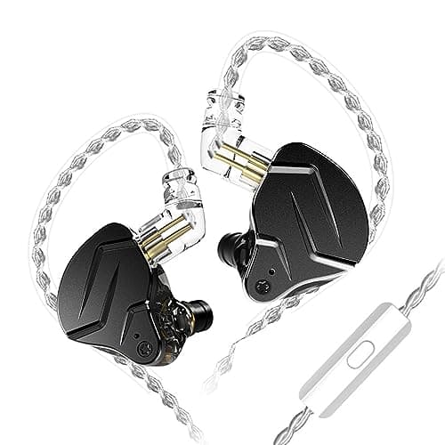 Kinboofi KZ ZSN PRO X in Ear Earphone 1BA 1DD HiFi Bass Earbuds Headphone, Noise Cancelling Headset Metal IEM with Removable C Pin Cable (Black with Microphone)……