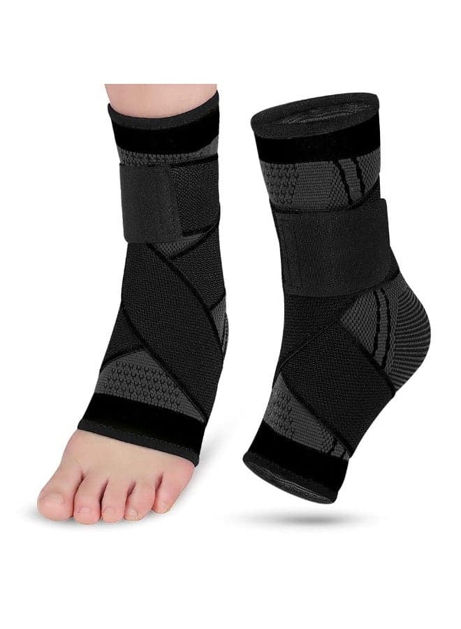 Ankle Braces, Adjustable Compression Ankle Support, Foot Stabilizer Wrap for Plantar Fasciitis & Achilles Tendonitis Recovery, Elastic Sports Bandage Socks for Men & Women for Basketball Running Gym (L)
