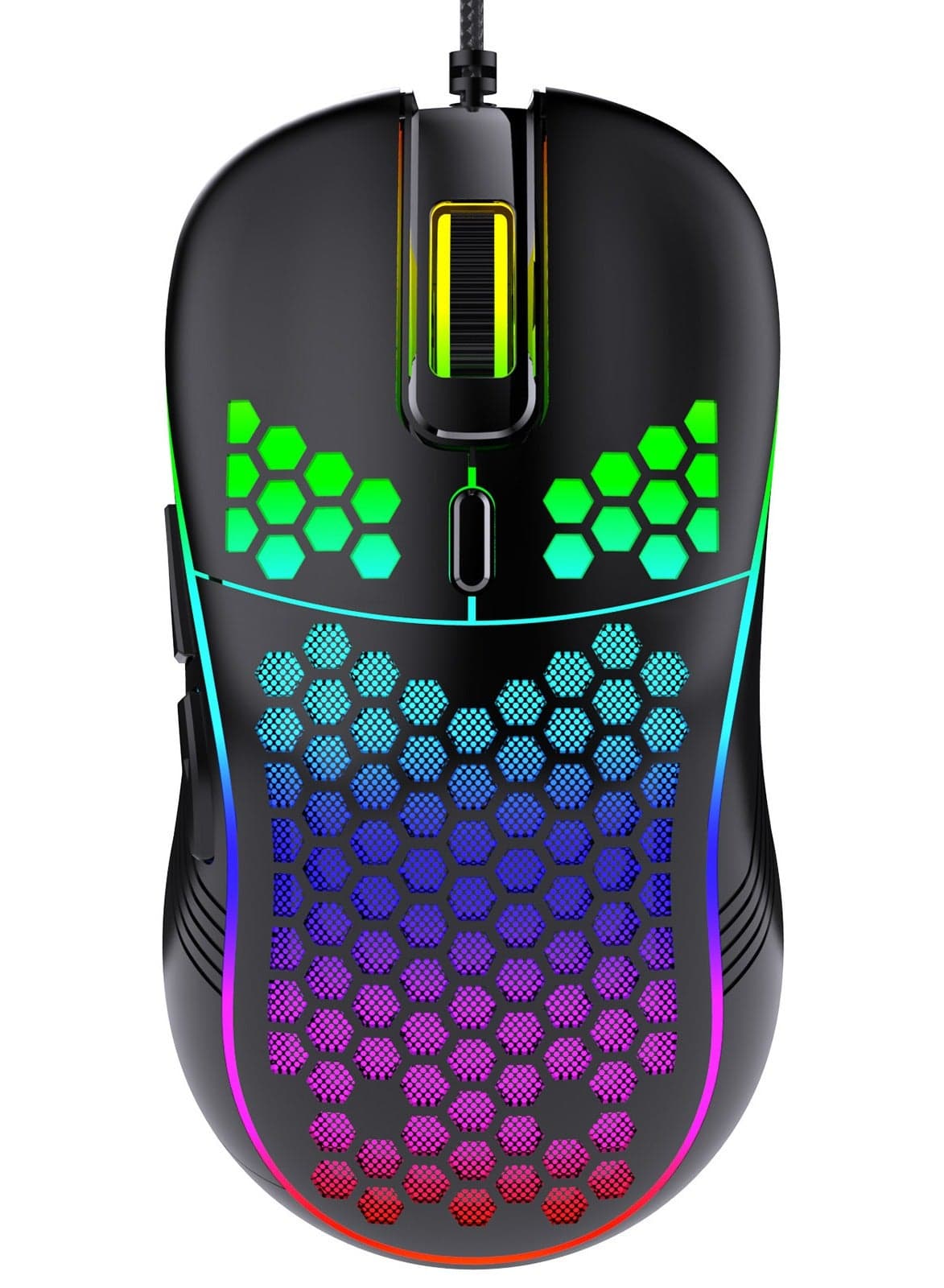 Honeycomb Gaming Mouse - Light Weight RGB PC Mouse - 65 g PC Accessories - USB Mouse Wired - Matte Black Wired Gaming Mouse