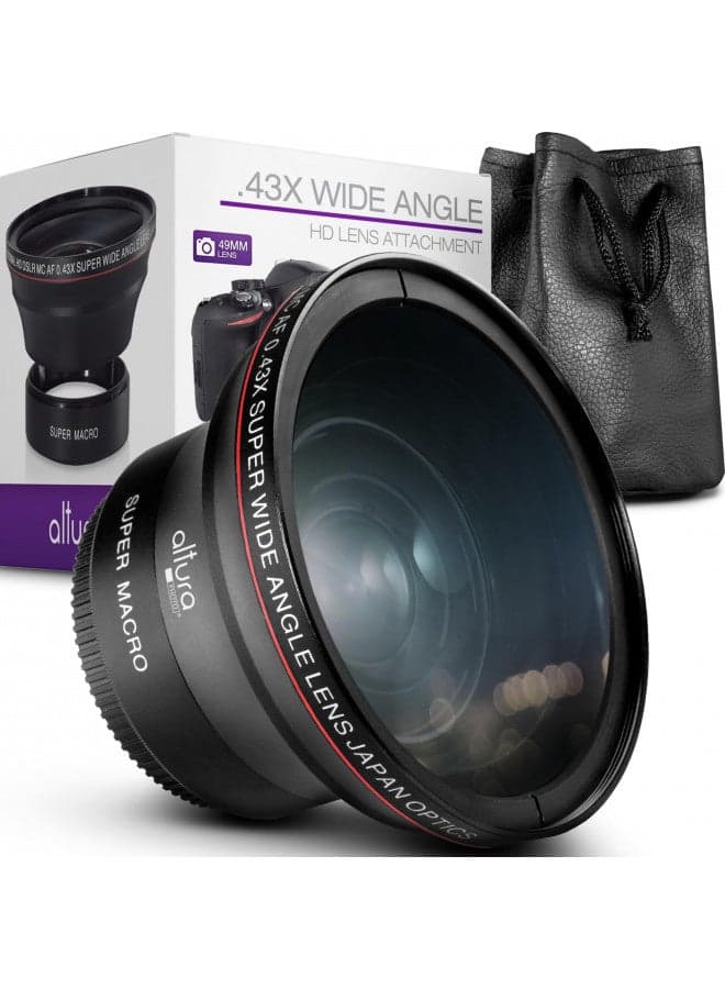 Altura Photo 49MM 0.43x Professional HD Wide Angle Lens (w/Macro Portion) for Canon EOS M50 M M2 M3 M5 M6 Mark II M10 M100 M200 R50 R100 Mirrorless Cameras